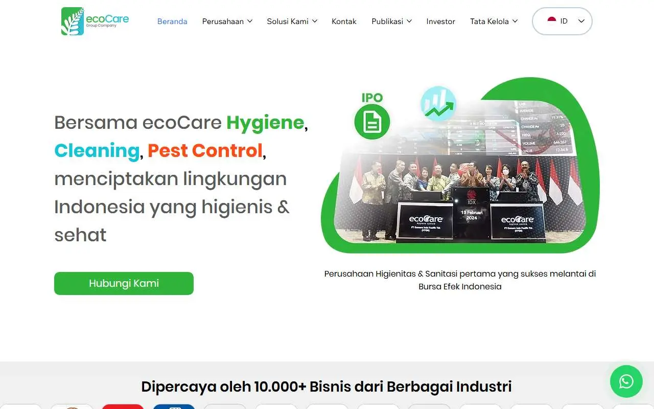 Tampilan website resmi Ecocare Indo Pasifik (ecocare.id)
