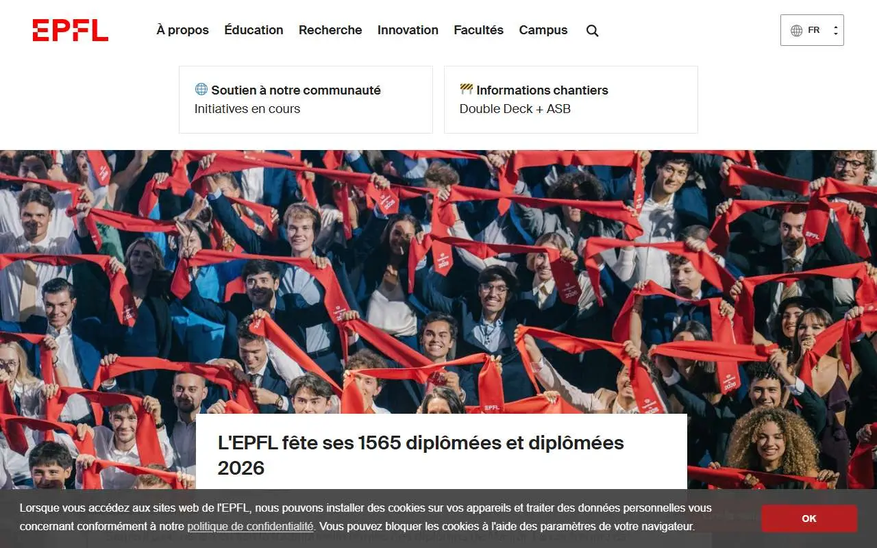 Tampilan website resmi École Polytechnique Fédérale de Lausanne (epfl.ch)