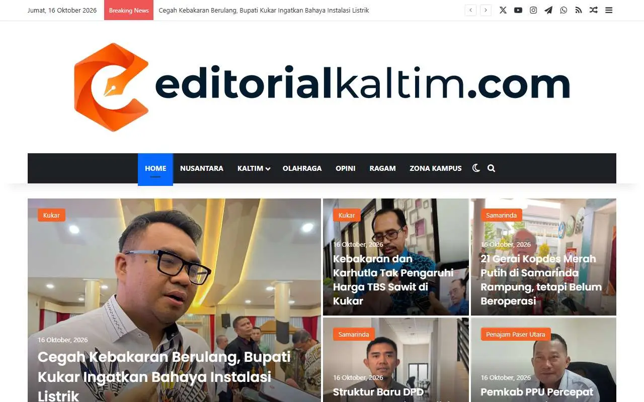 Tampilan website resmi Editorial Kaltim (editorialkaltim.com)