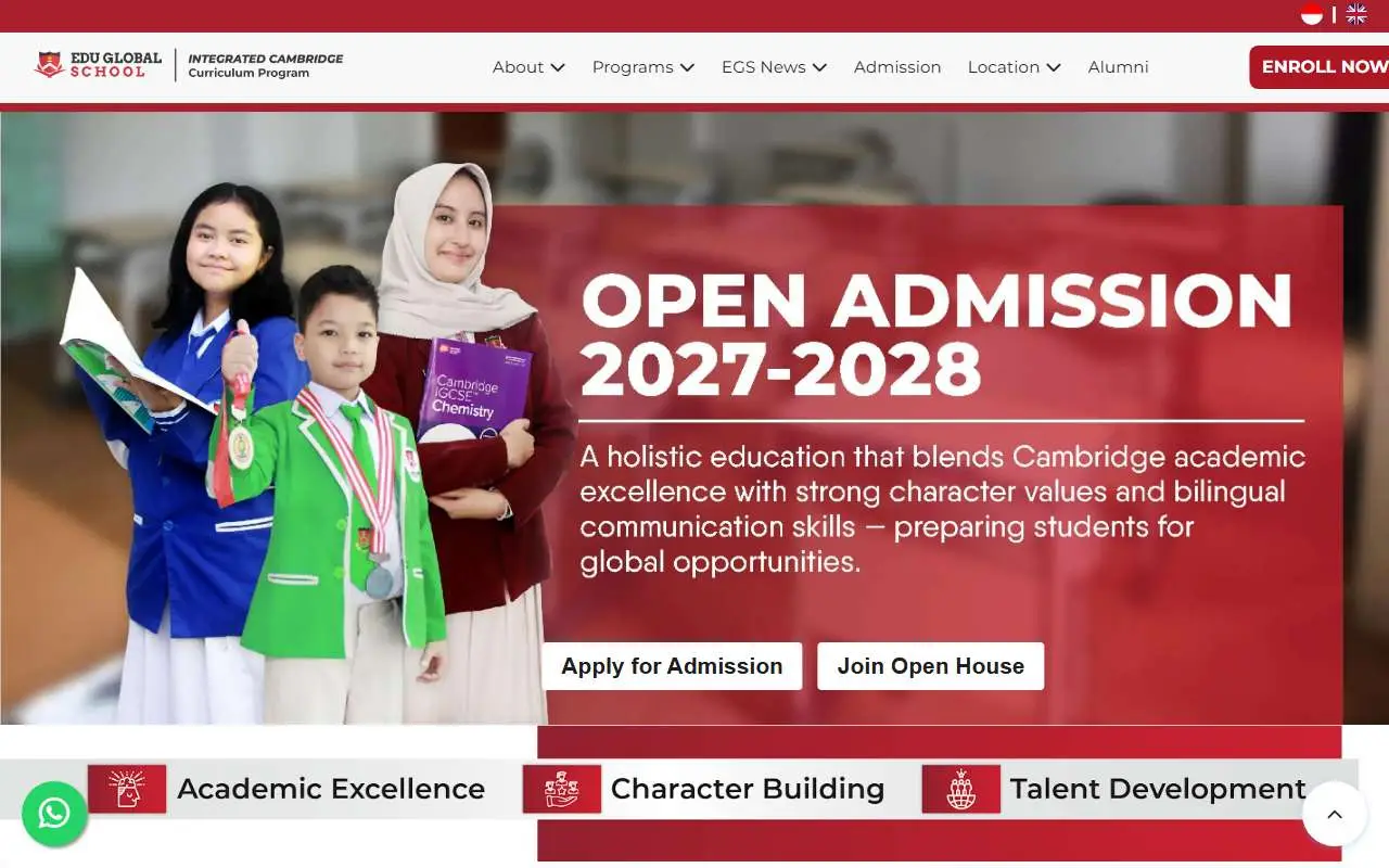 Tampilan website resmi SD Edu Global (eduglobal.sch.id)