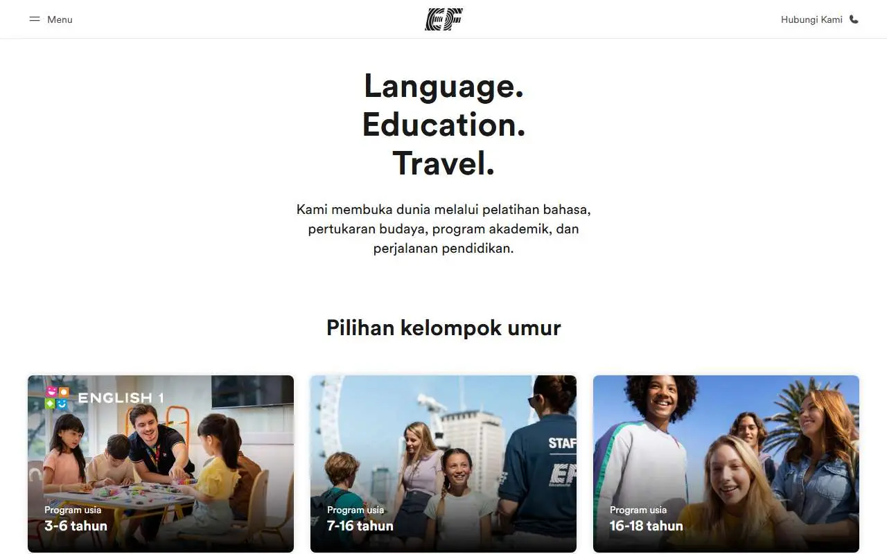 Tampilan website resmi EF Education First (ef.co.id)