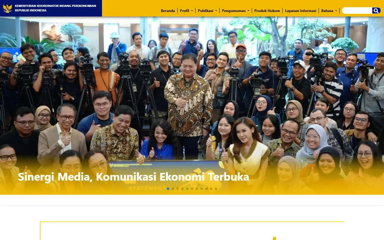 Tampilan website resmi Kemenko Perekonomian (ekon.go.id)