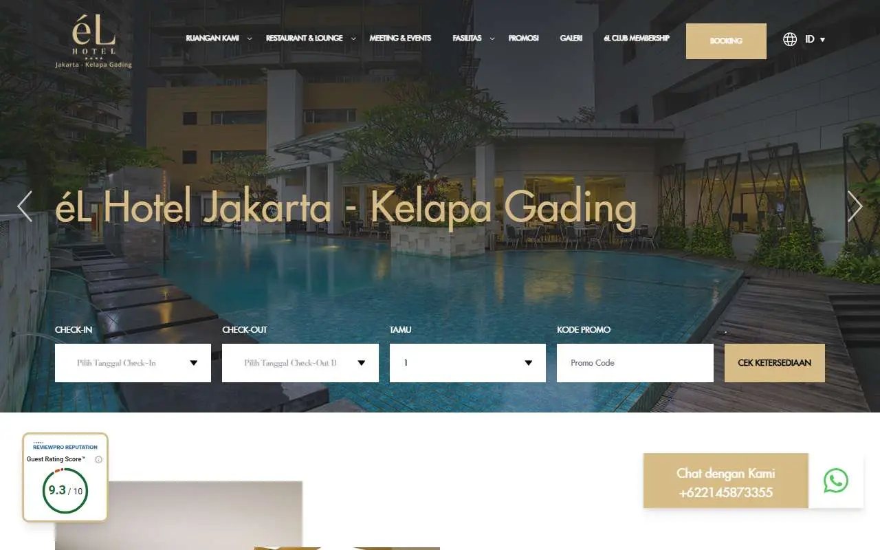 Tampilan website resmi éL Hotel Jakarta (jakarta.el-hotels.com)