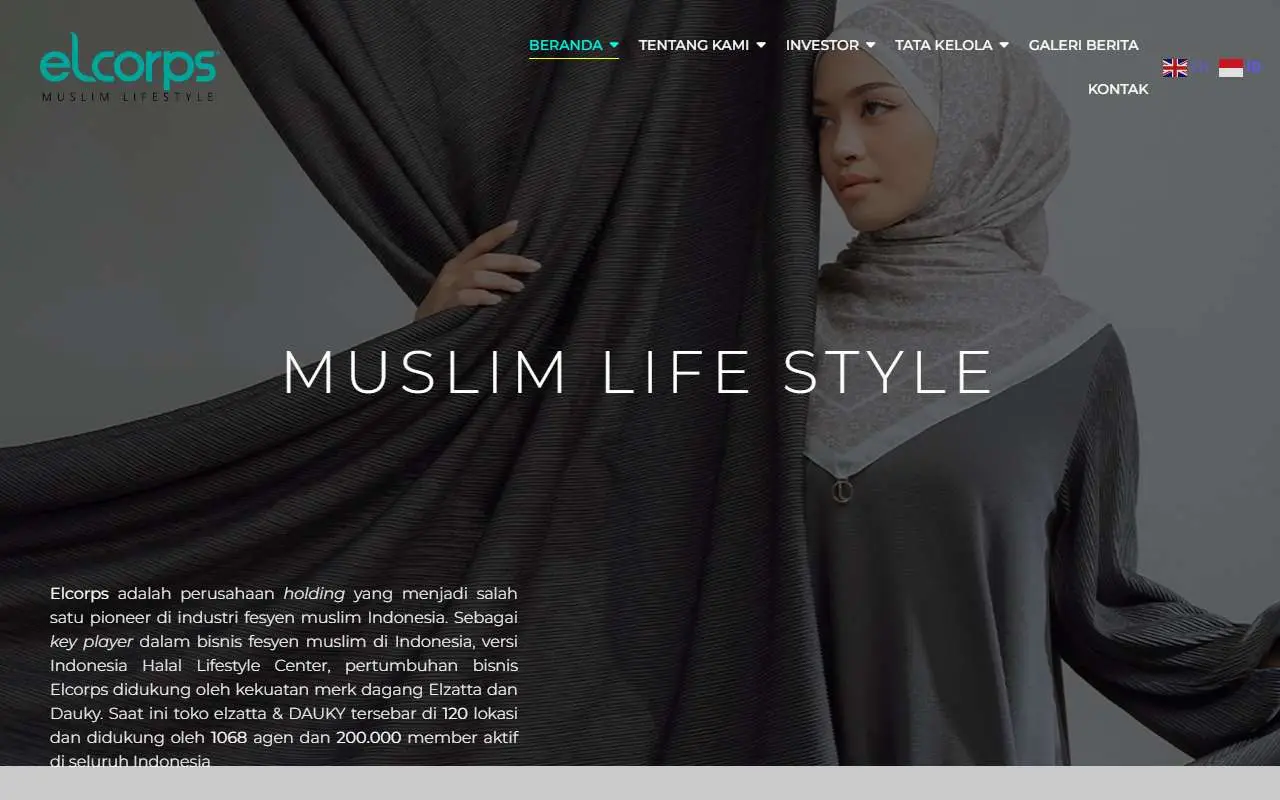 Tampilan website resmi ELCORPS (elcorps.co.id)