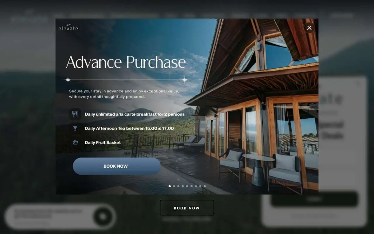 Tampilan website resmi Elevate Bali (elevatebali.com)