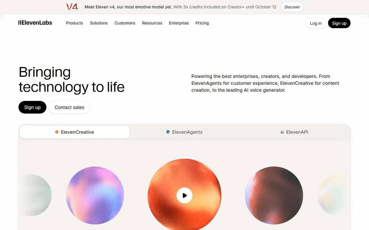Tampilan website resmi ElevenLabs (elevenlabs.io)