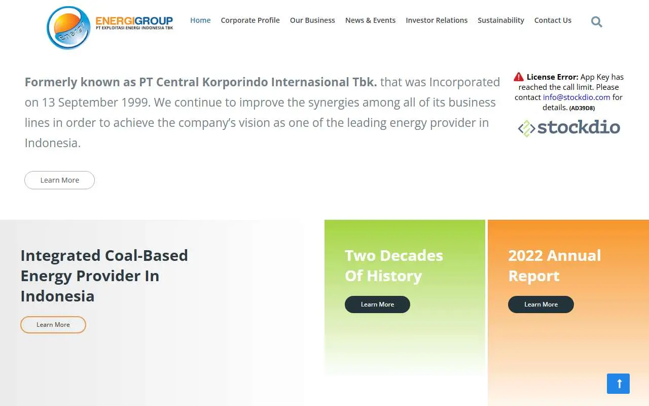 Tampilan website resmi Exploitasi Energi Indonesia (energigroupindonesia.com)