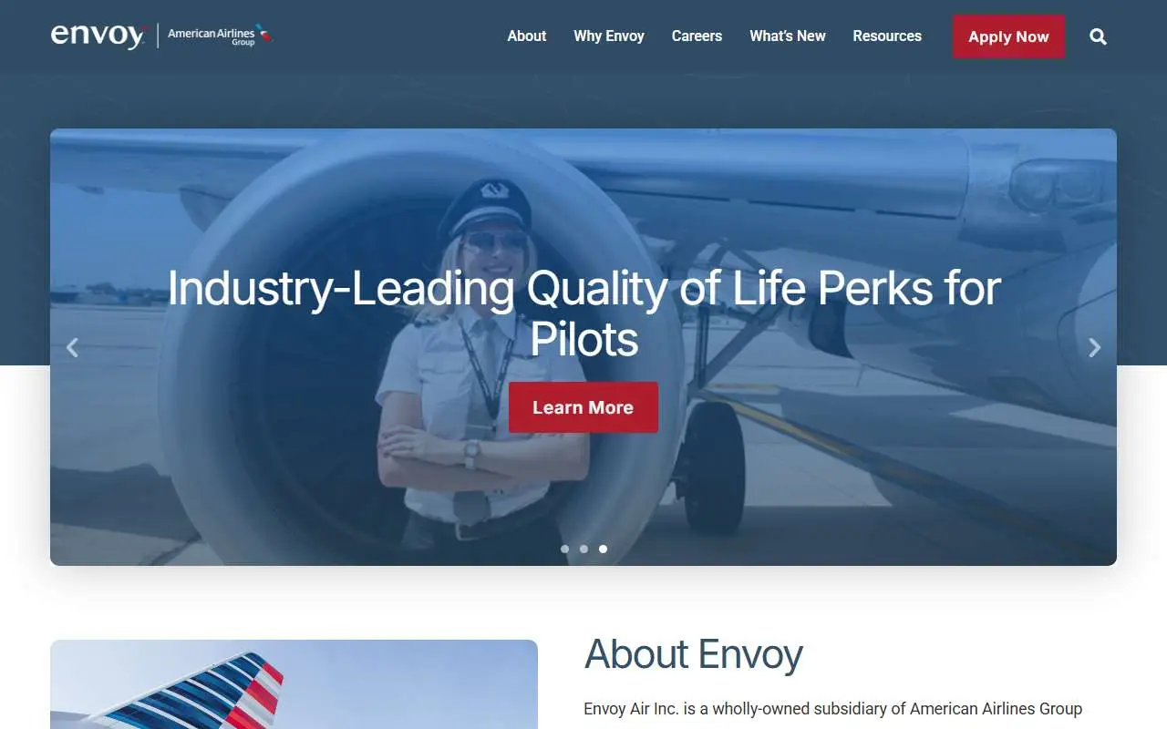 Tampilan website resmi Envoy (envoyair.com)