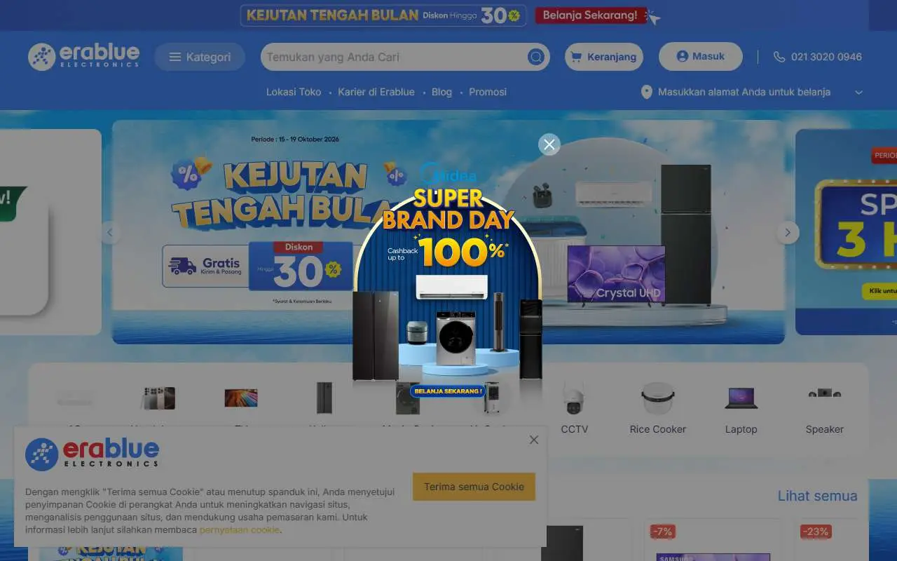 Tampilan website resmi EraBlue Electronics (erablue.id)