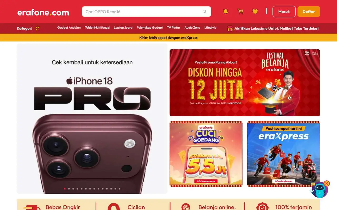 Tampilan website resmi Erafone (erafone.com)