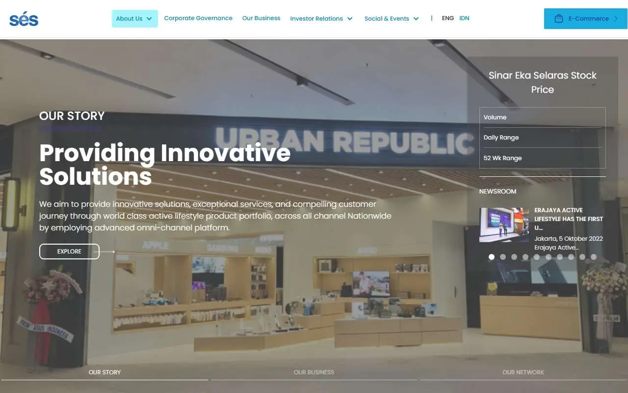 Tampilan website resmi Sinar Eka Selaras (ses.id)