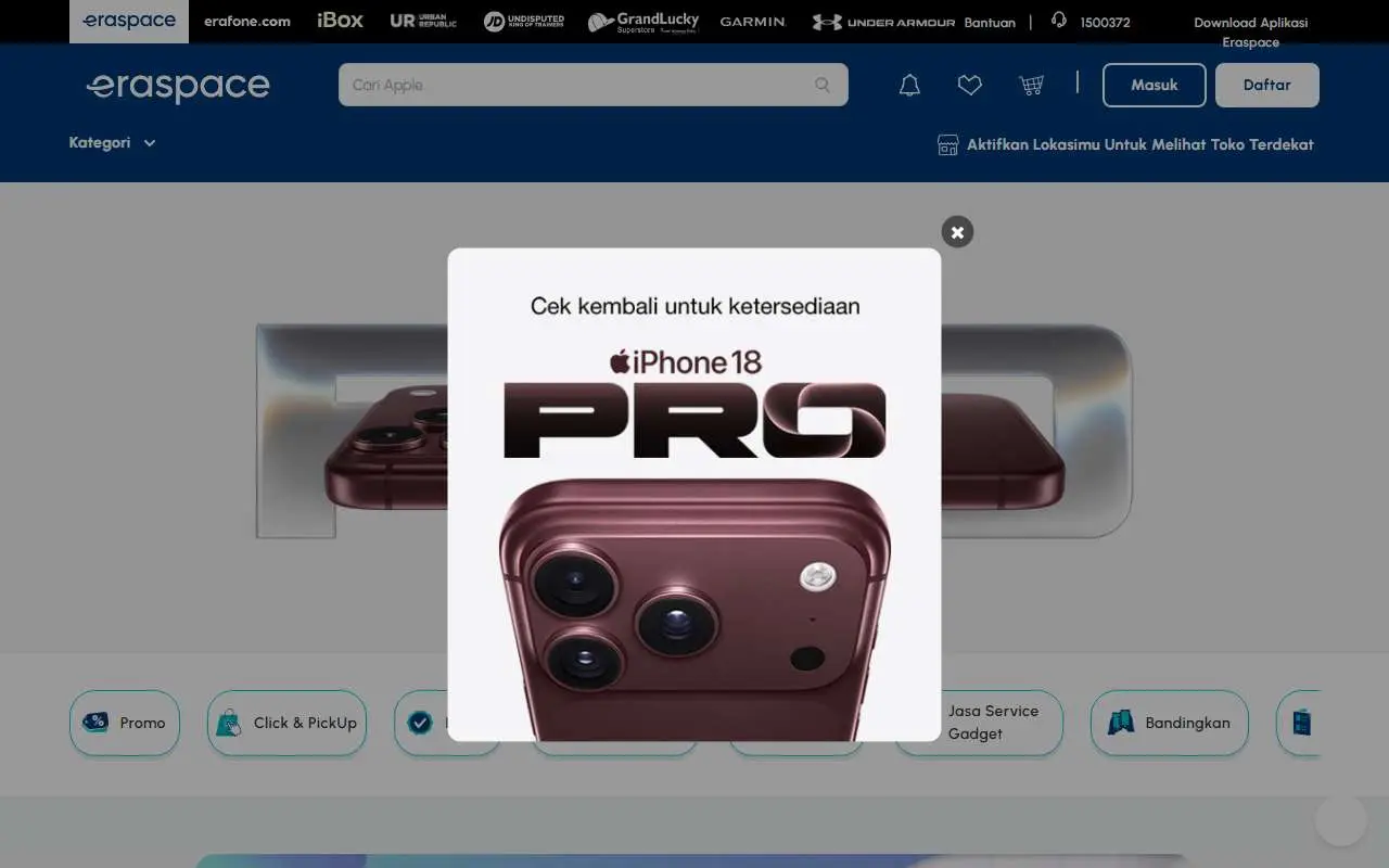 Tampilan website resmi Eraspace (eraspace.com)