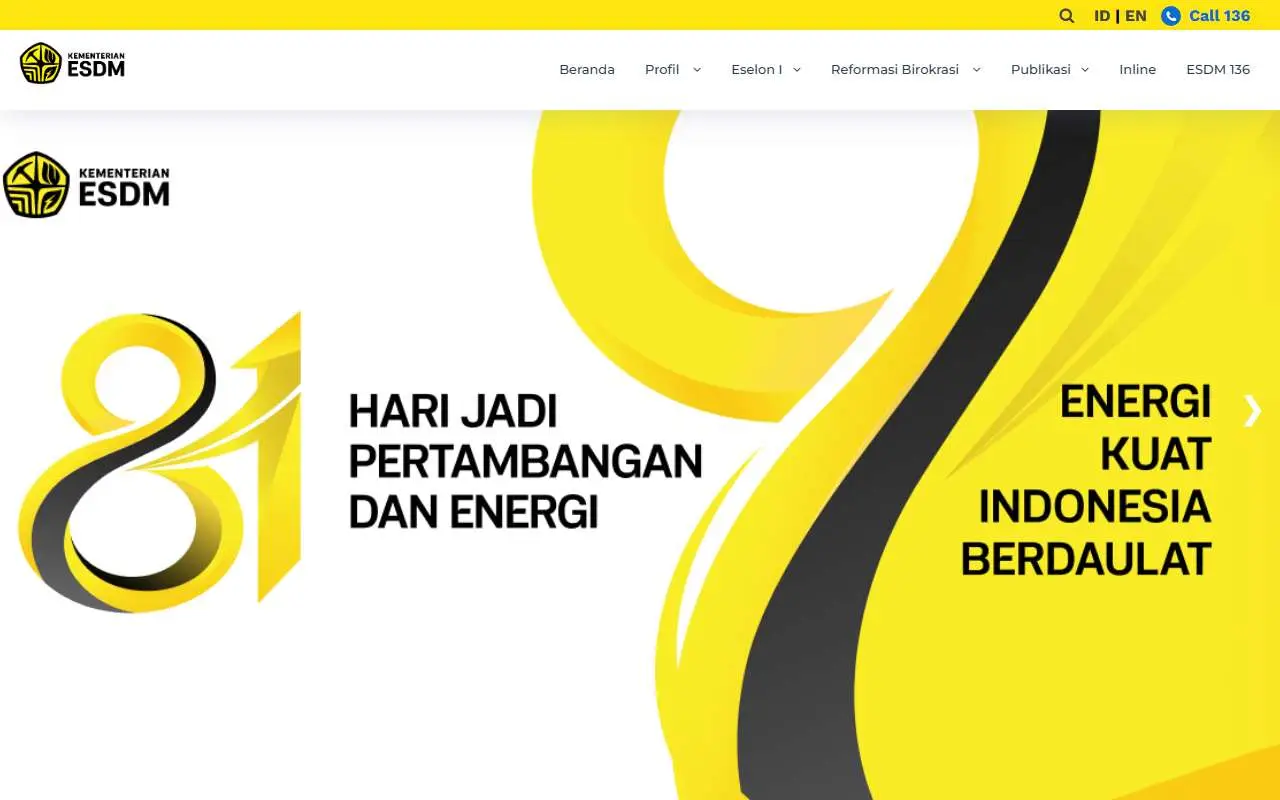 Tampilan website resmi Kementerian ESDM (esdm.go.id)