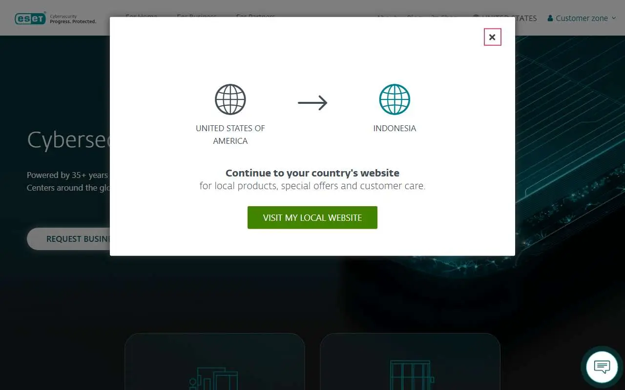 Tampilan website resmi ESET (eset.com)