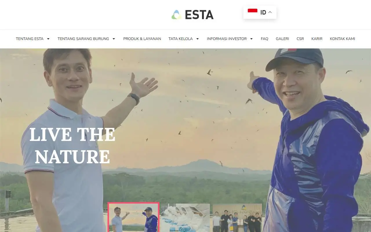 Tampilan website resmi Esta Indonesia (estaindonesia.co.id)