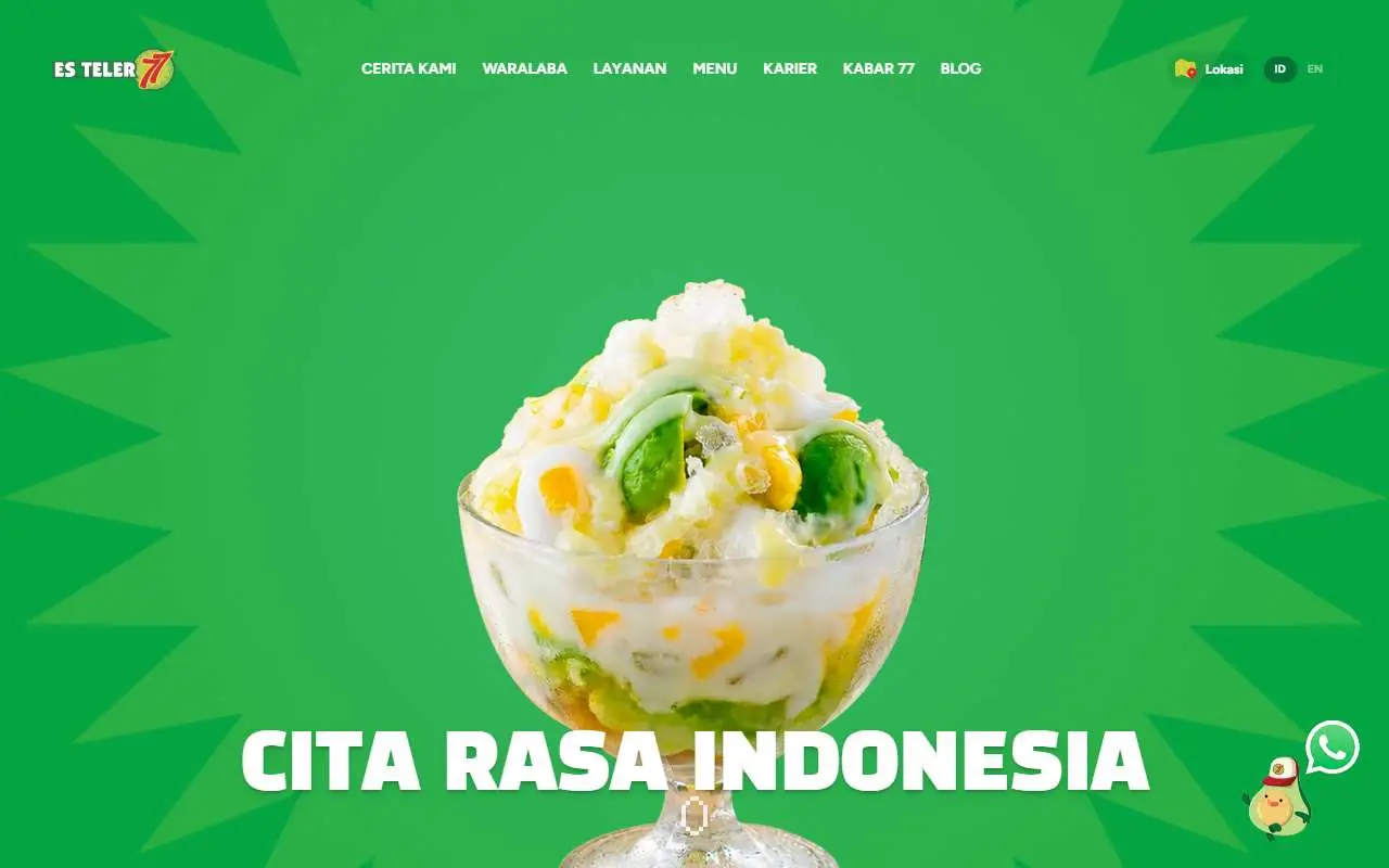 Tampilan website resmi Es Teler 77 (esteler77.com)