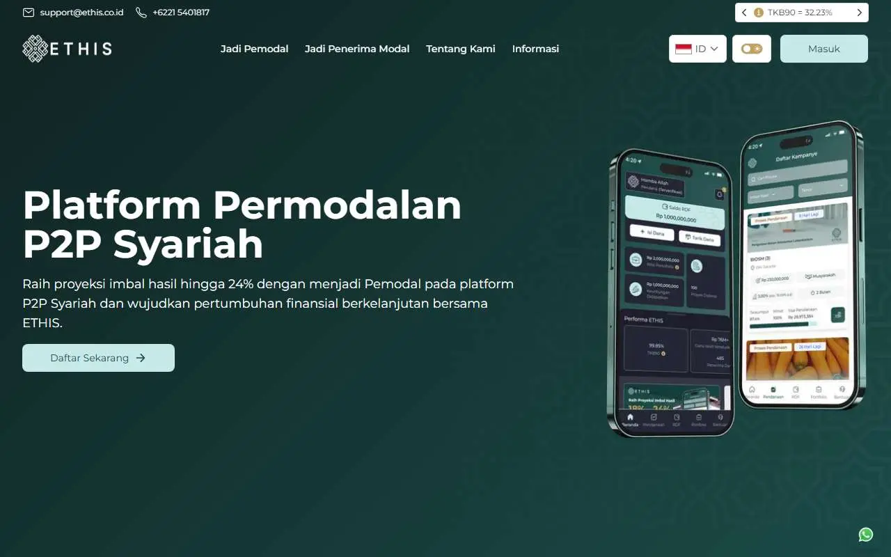 Tampilan website resmi Ethis (ethis.co.id)