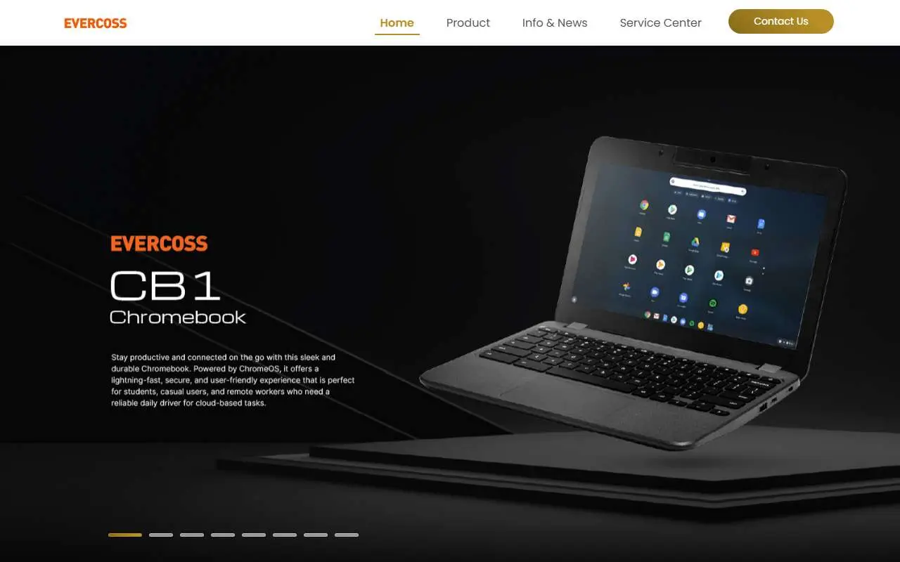 Tampilan website resmi Evercoss (evercoss.com)