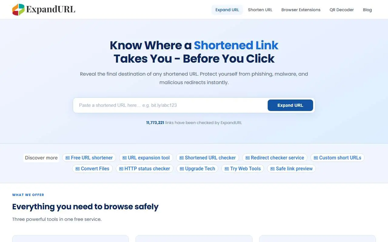 Tampilan website resmi ExpandURL (expandurl.net)