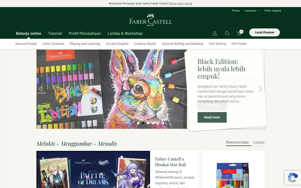 Tampilan website resmi Faber-Castell Indonesia (faber-castell.co.id)