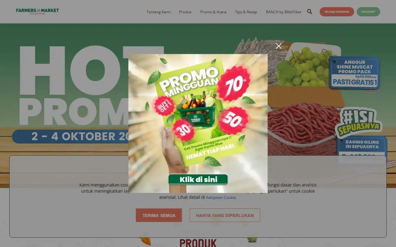 Tampilan website resmi Farmers Market (farmersmarket.co.id)