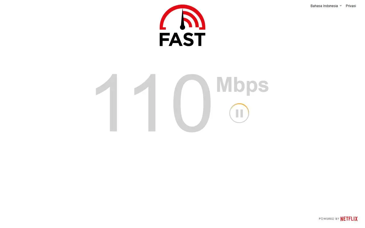 Tampilan website resmi Fast.com (fast.com)