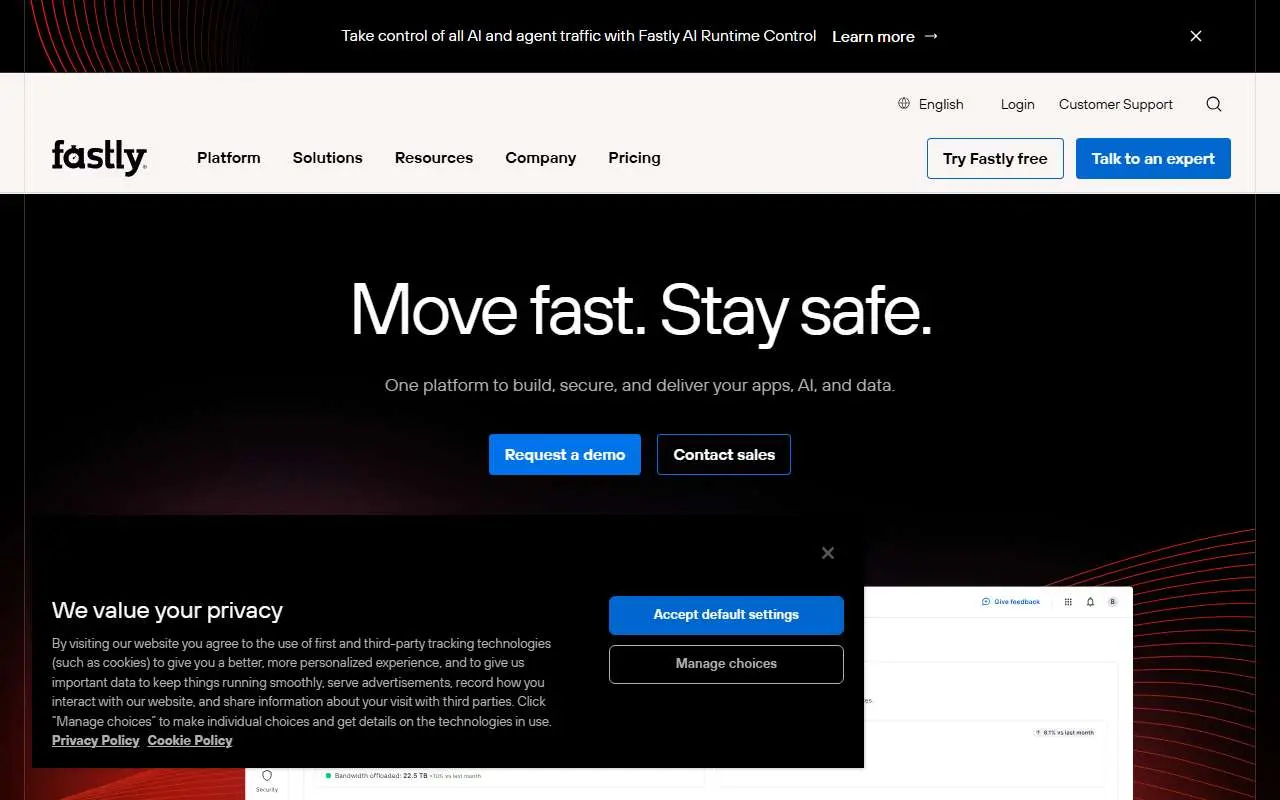 Tampilan website resmi Fastly (fastly.com)