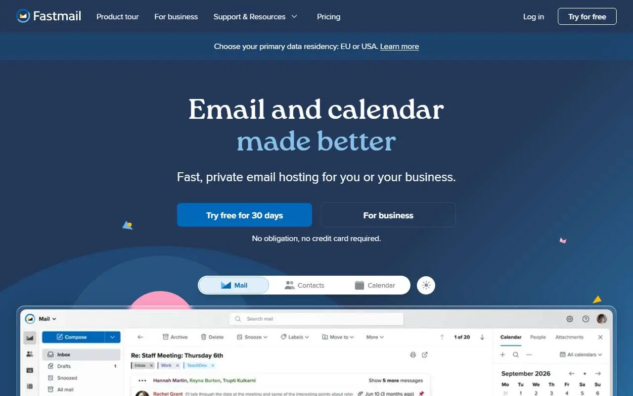 Tampilan website resmi Fastmail (fastmail.com)