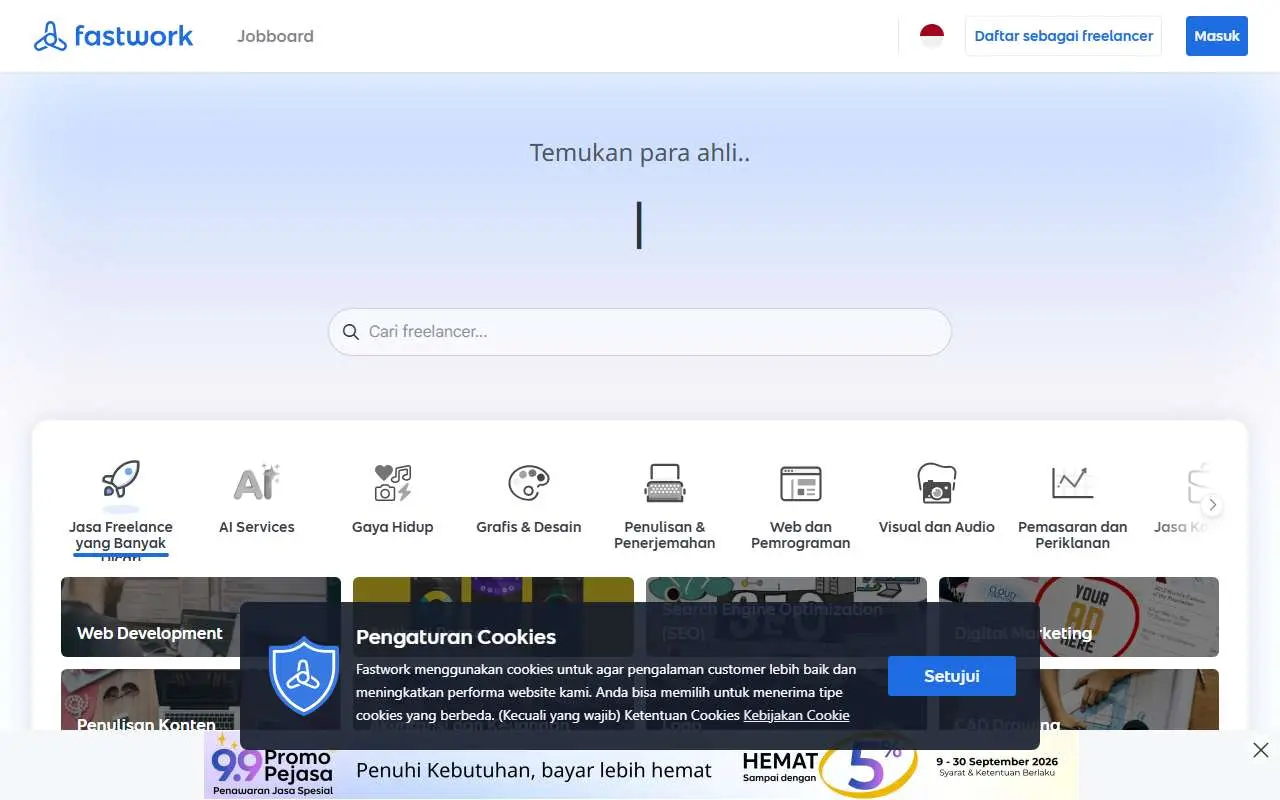 Tampilan website resmi Fastwork Indonesia (fastwork.id)