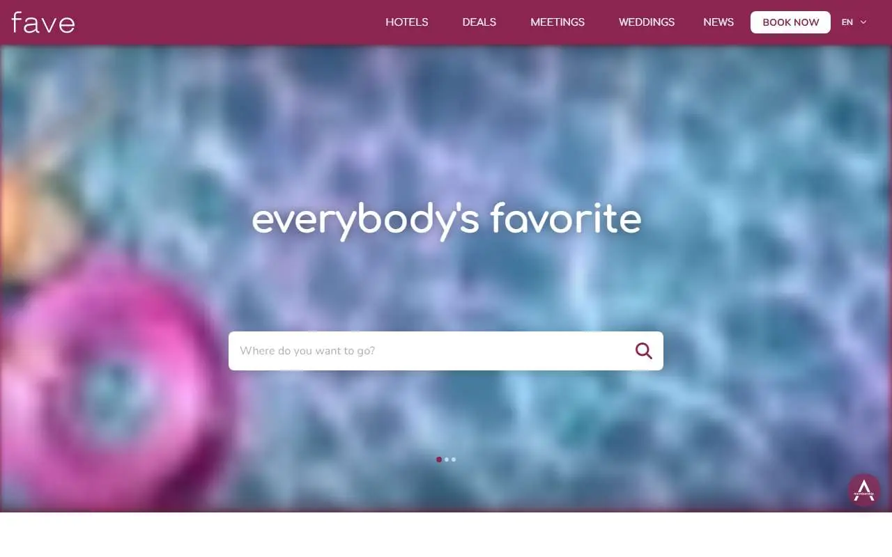 Tampilan website resmi favehotel (favehotels.com)