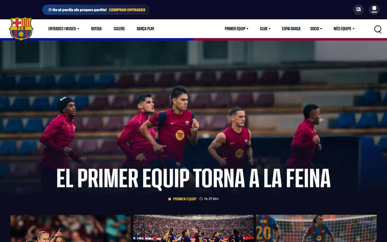 Tampilan website resmi FC Barcelona (fcbarcelona.cat)