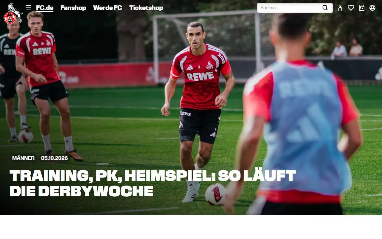 Tampilan website resmi 1. FC Köln (fc.de)