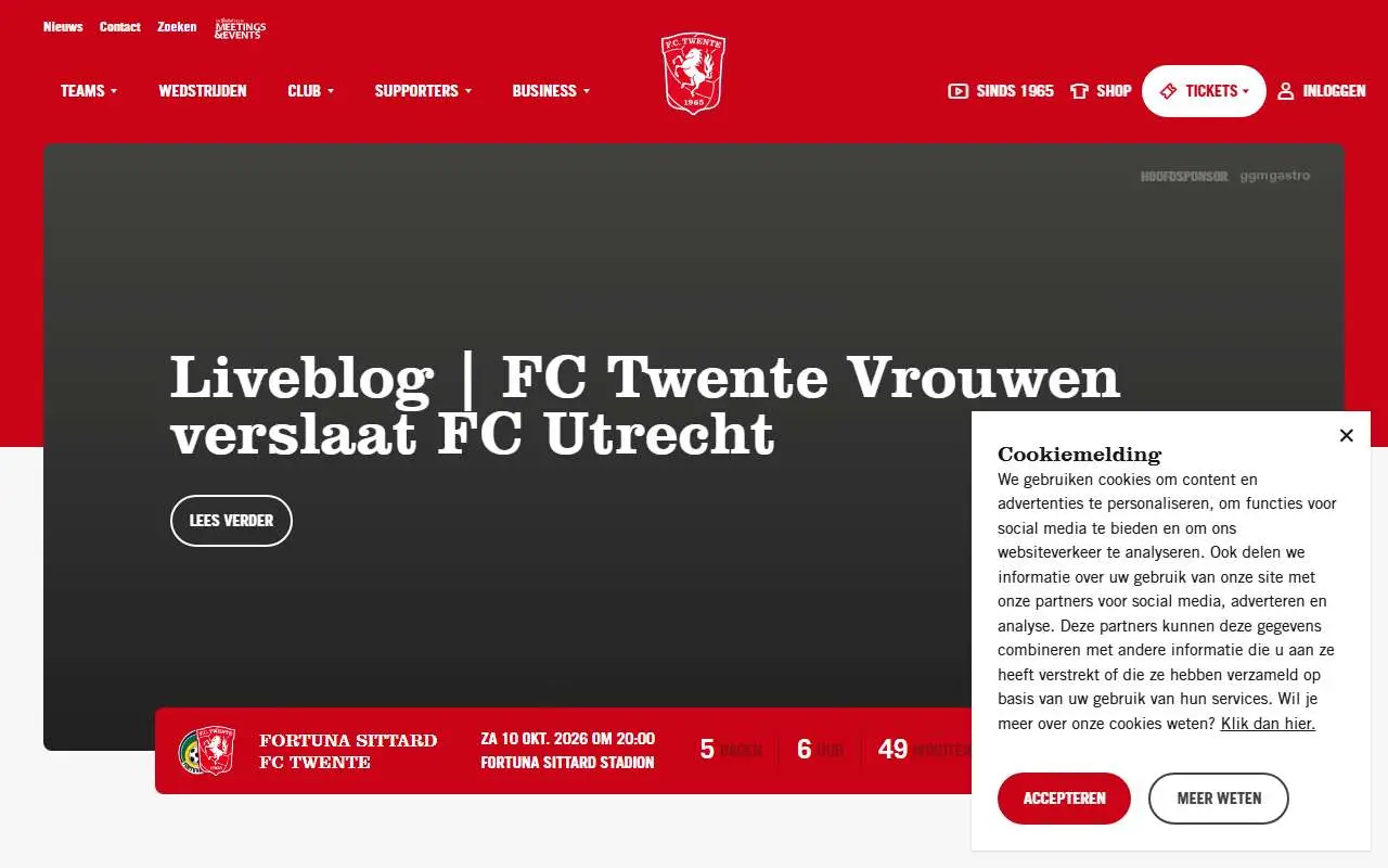 Tampilan website resmi FC Twente (fctwente.nl)