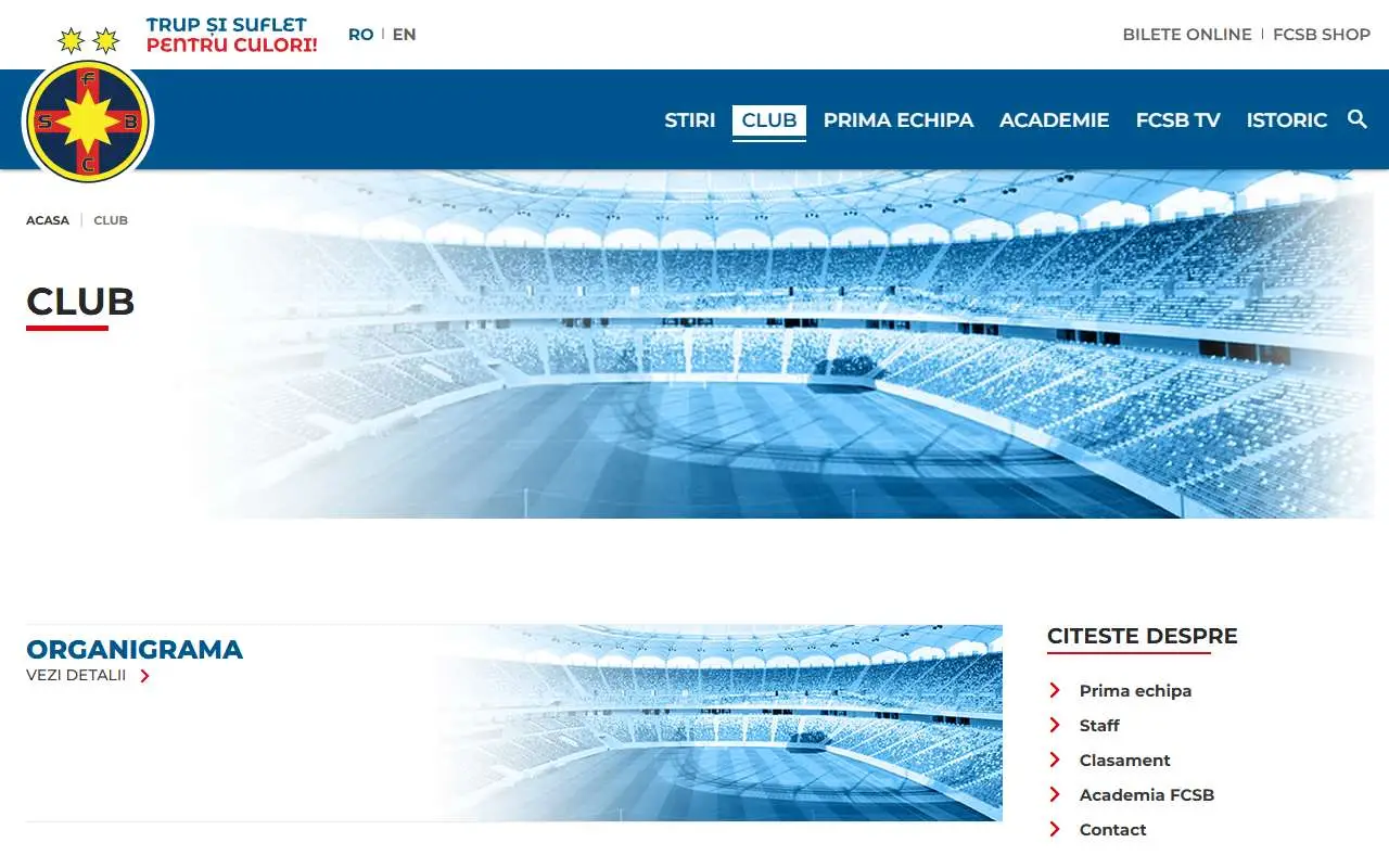 Tampilan website resmi Steaua București (fcsb.ro)