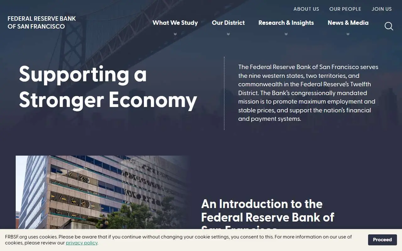 Tampilan website resmi Federal Reserve Bank of San Francisco (frbsf.org)