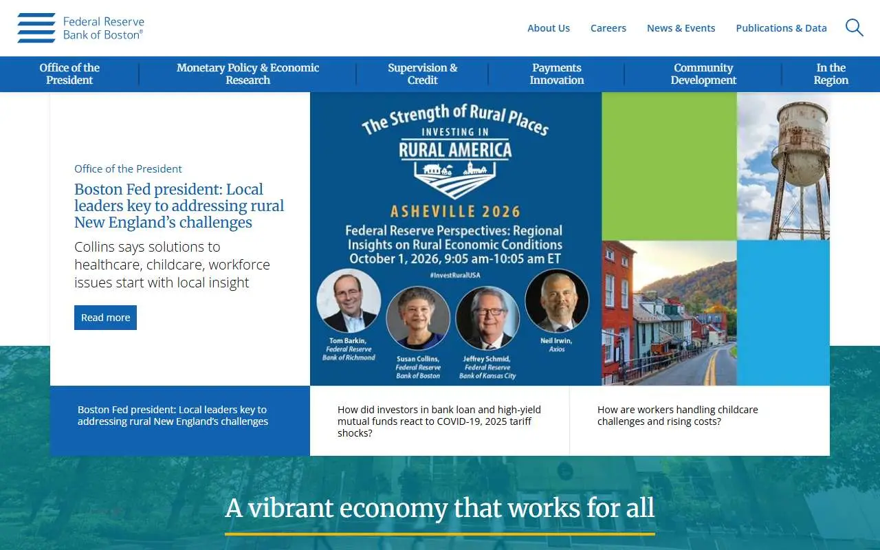 Tampilan website resmi Federal Reserve Bank of Boston (bostonfed.org)