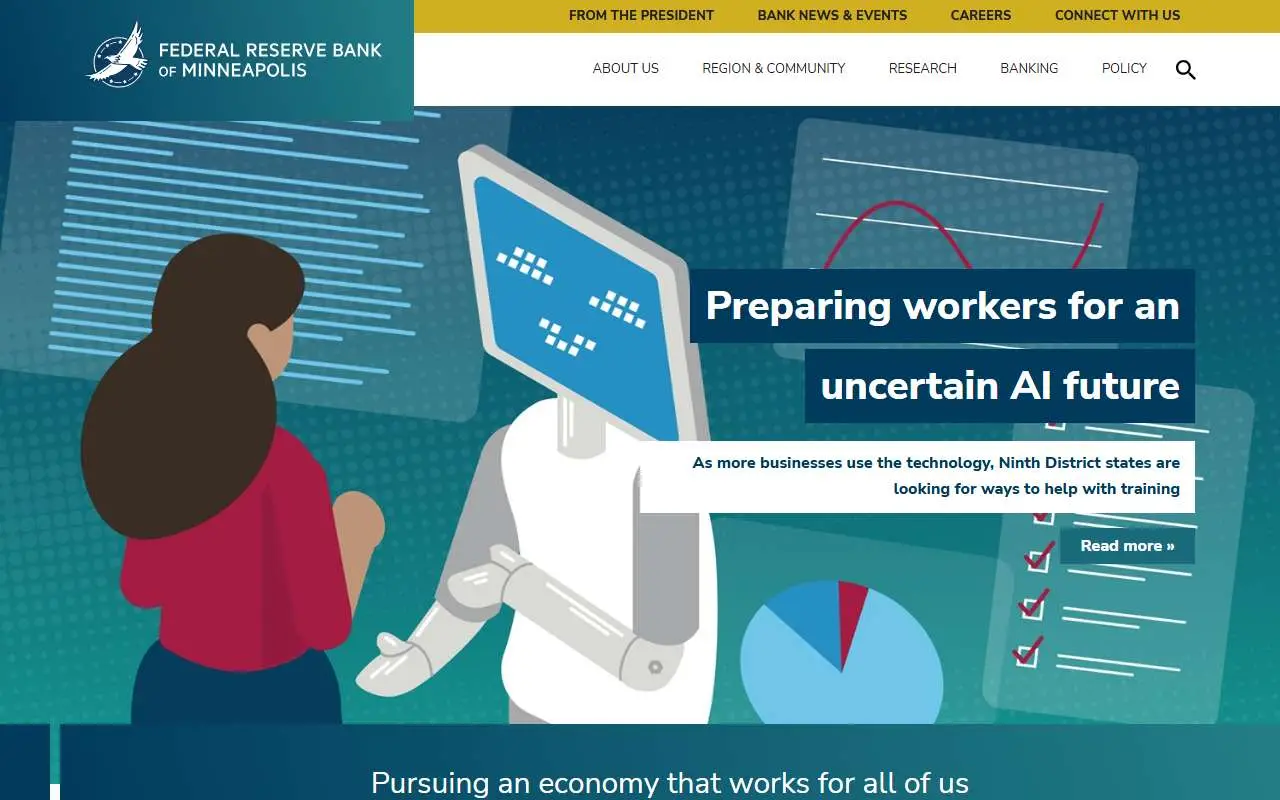 Tampilan website resmi Federal Reserve Bank of Minneapolis (minneapolisfed.org)