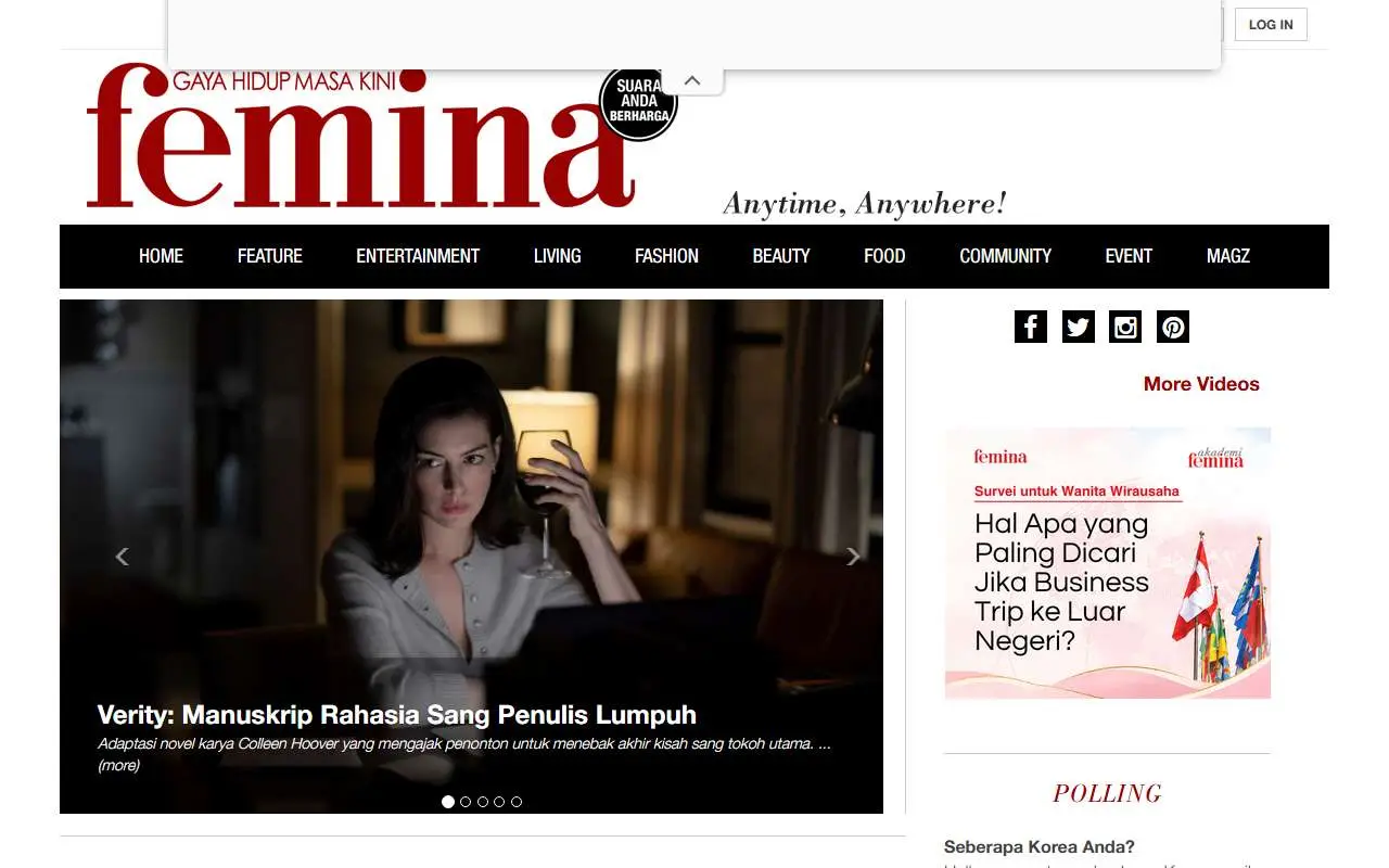 Tampilan website resmi Femina (femina.co.id)