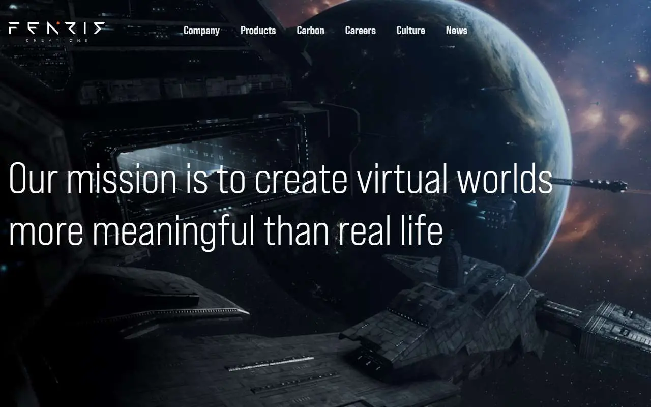 Tampilan website resmi CCP Games (fenris.com)