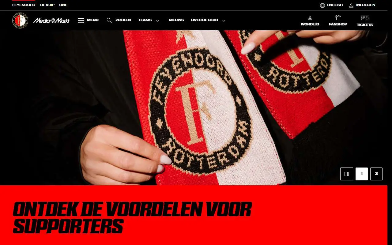 Tampilan website resmi Feyenoord Rotterdam (feyenoord.com)