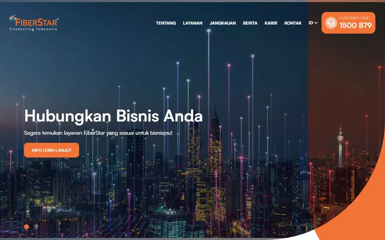 Tampilan website resmi FiberStar (fiberstar.co.id)