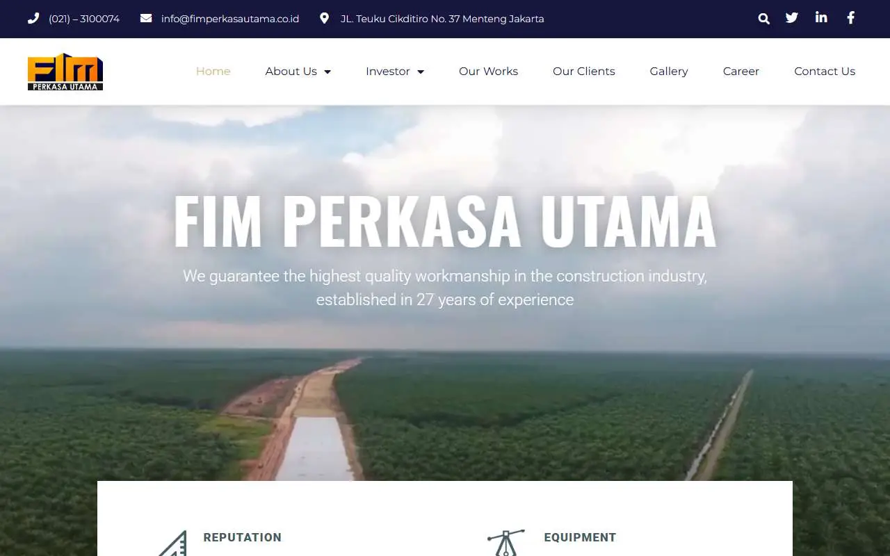 Tampilan website resmi Fimperkasa Utama (fimperkasautama.co.id)