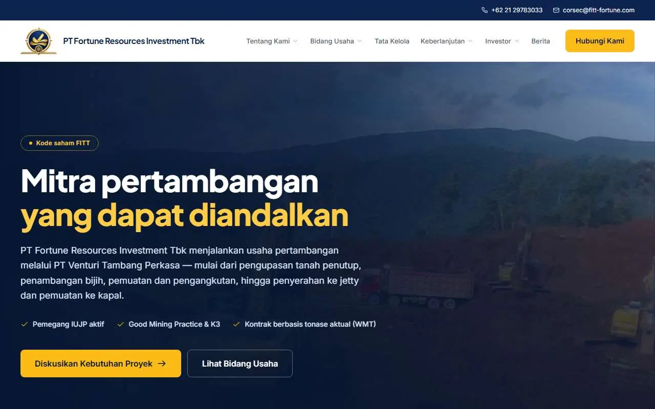 Tampilan website resmi Fortune Resources Investment (fitt-fortune.com)