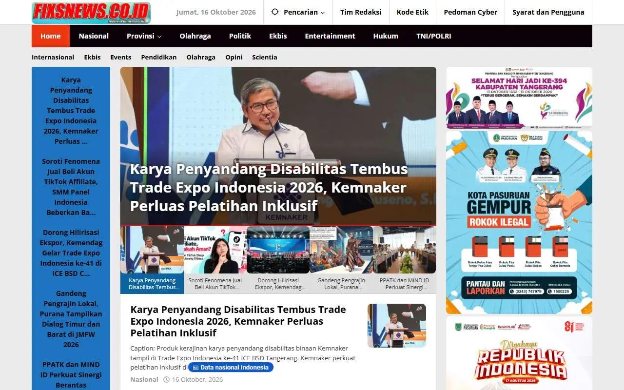 Tampilan website resmi Fixsnews (fixsnews.co.id)