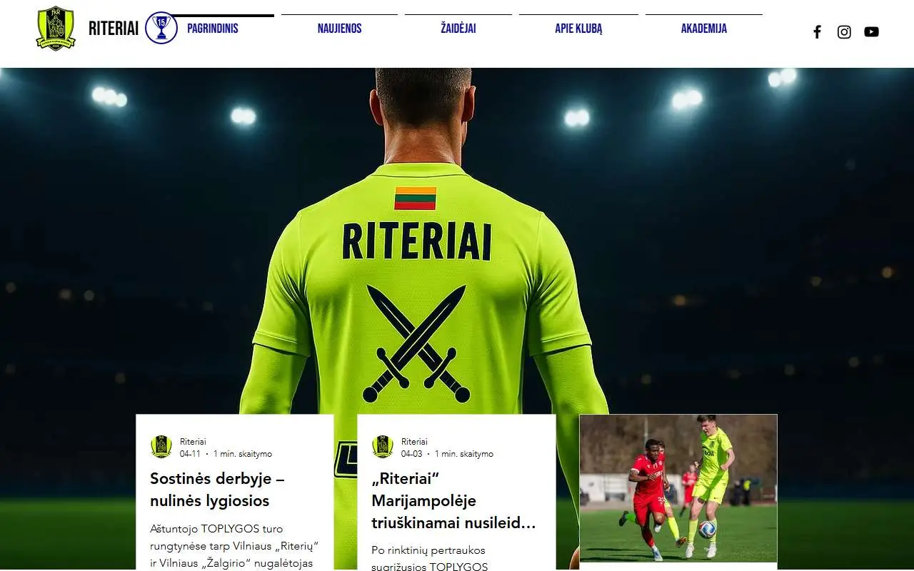 Tampilan website resmi FK Riteriai (fkriteriai.lt)