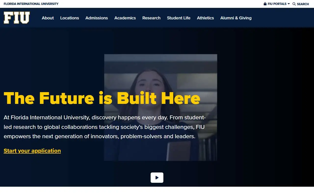Tampilan website resmi Universitas Internasional Florida (fiu.edu)