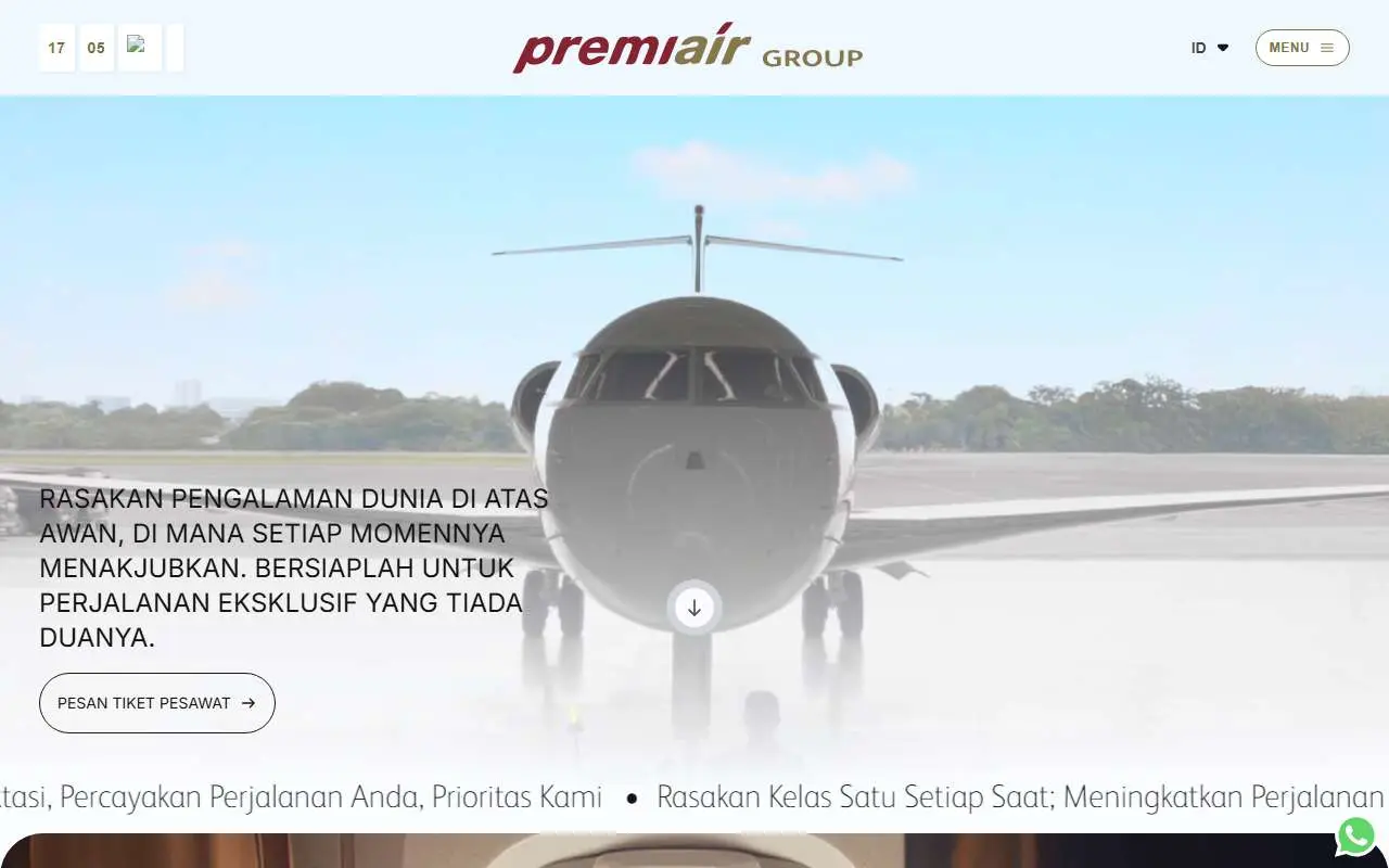 Tampilan website resmi Premiair (flypremiair.com)