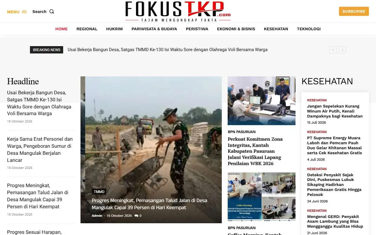 Tampilan website resmi Fokus TKP (fokustkp.com)
