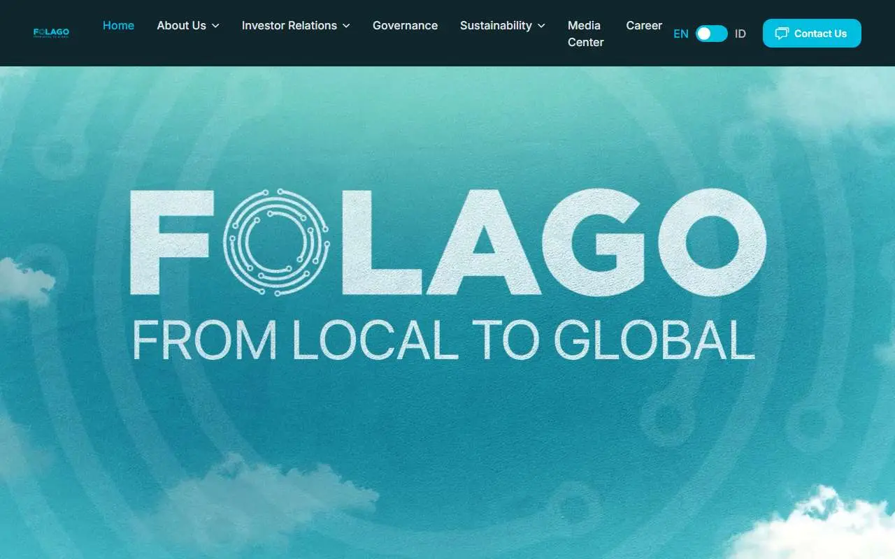 Tampilan website resmi Folago Global Nusantara (folagocorp.com)