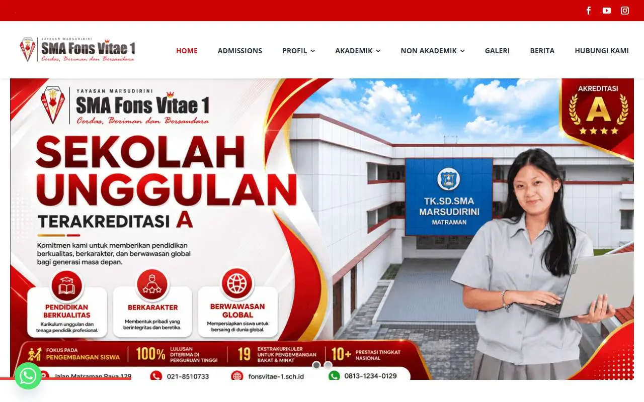 Tampilan website resmi SMA Fons Vitae 1 Jakarta (fonsvitae-1.sch.id)